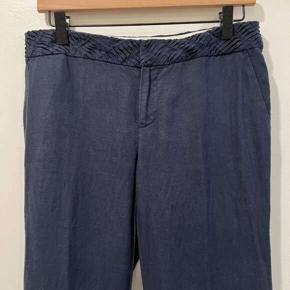 Banana Republic Martin Fit Linen Pants Navy Blue Size 4 - Picture 2 of 5